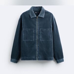 Zara Blue courdory zip-up jacket. Sz Lrg N-W-O-T